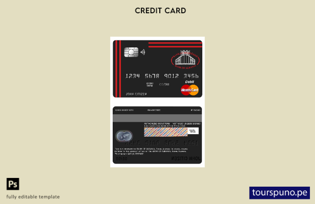 listo para imprimir plantilla de tarjeta de débito mastercard del Banco de Alban